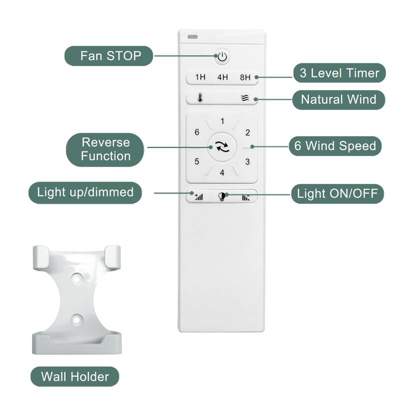 Clihome 52 Inch 6 Speed Remote DC Motor Ceiling Fan Light