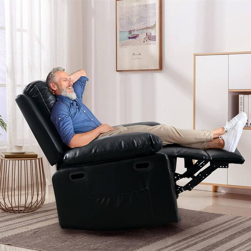 Massage Heating Swivel Manual Recline Chair with Side Pocket
