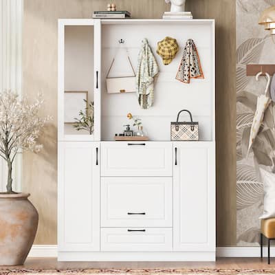 3-in-1 Entryway Bench with Integrated Shoe Cabinet and Foldable Seat for Entrance and Living Room