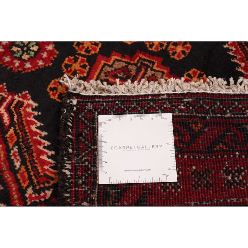 ECARPETGALLERY Hand-knotted Royal Baluch Black, Red Wool Rug - 3'2 x 6'0