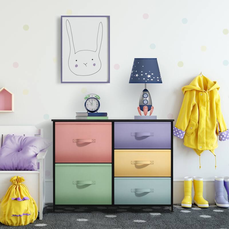 5 Drawer Bedroom Chest Dresser and TV Stand, Pastel Collection
