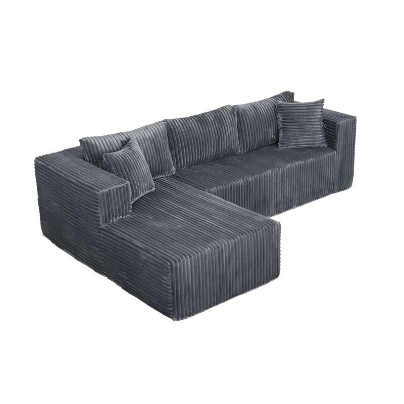 105.11" L-Shaped Chenille Sectional Sofa with All-Foam Structure, 6 Pillows and Space-Saving Design (Right Chaise)