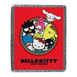 Sanrio Hello Kitty Circle Of Fun Woven Tapestry Throw Blanket