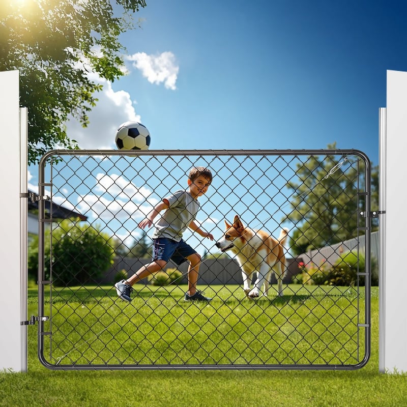 Galvanized Steel Chain Link Gate for Outdoor Yard and Garden