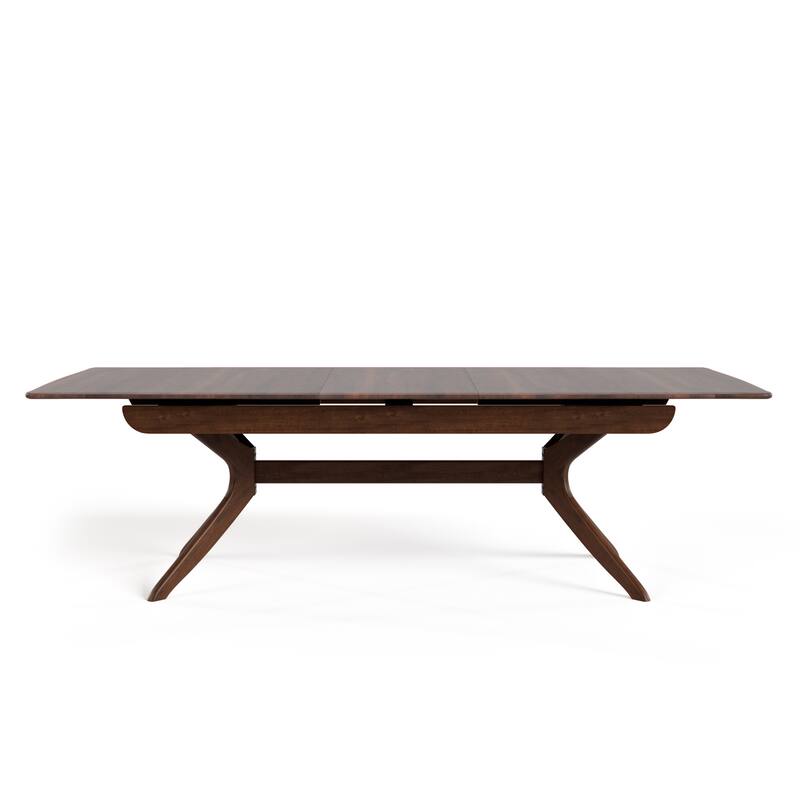 Furniture of America Abigail IV Mid-Century Modern 5-Piece Rich Walnut Solid Wood Extendable Dining Set with Self-Storing Leaf