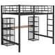 preview thumbnail 20 of 21, Full Size Metal Loft Bed with Built-in Desk, Shelves, and Full-Length Guardrails, Gold