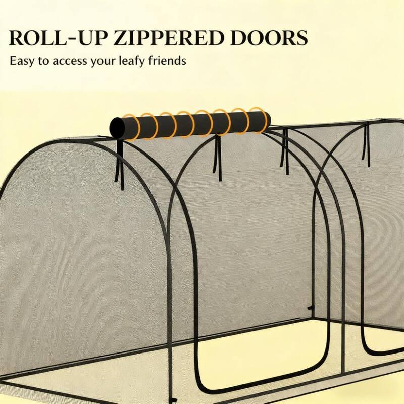 GDFStudio - Outdoor Garden Crop Protection Tent with Dual Zippered Doors, Mesh Plant Cage with Ground Stakes and Storage Bag