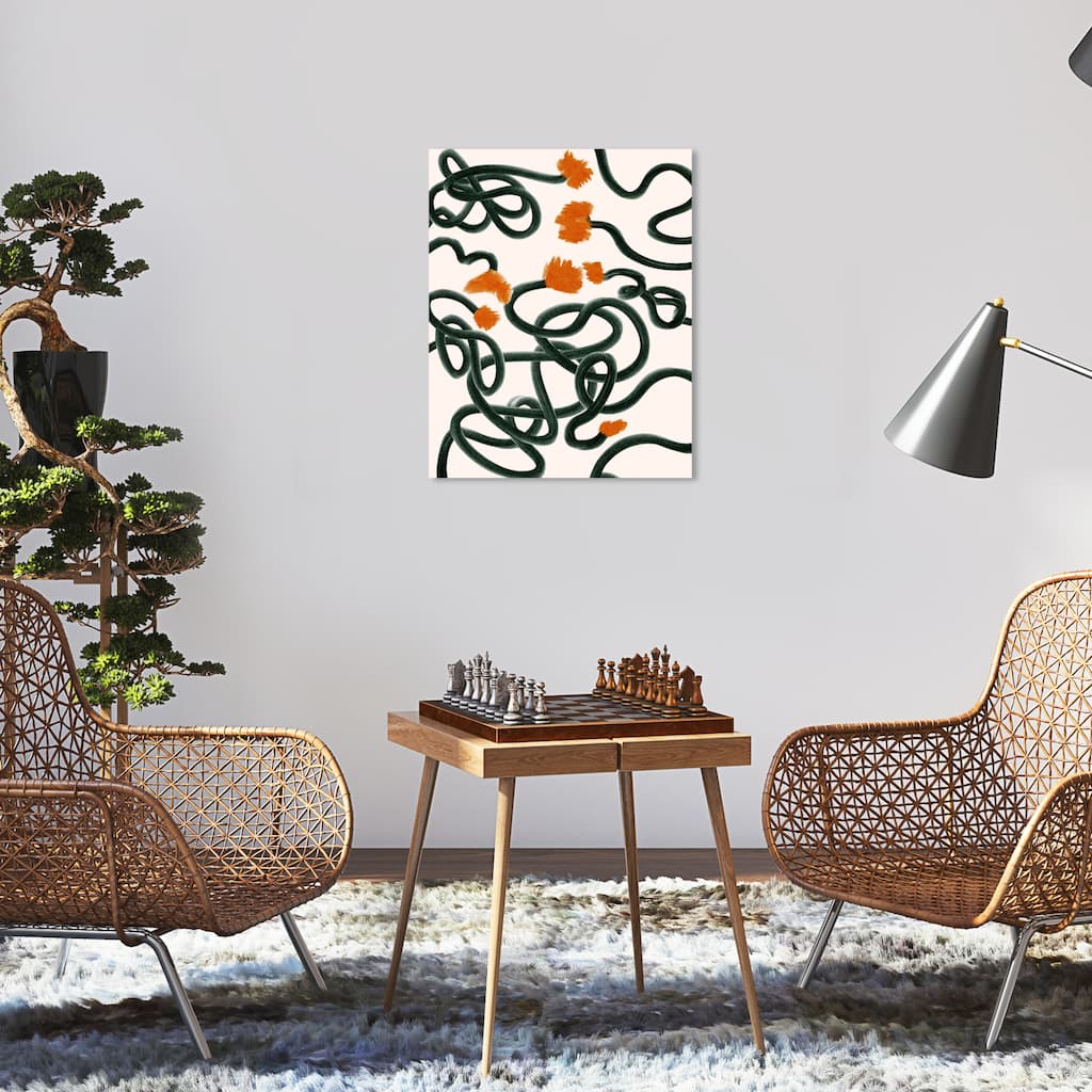 Wynwood Studio Canvas Abstract Christmas Lights for the Garden Black Modern & Contemporary Wall Art Canvas Print