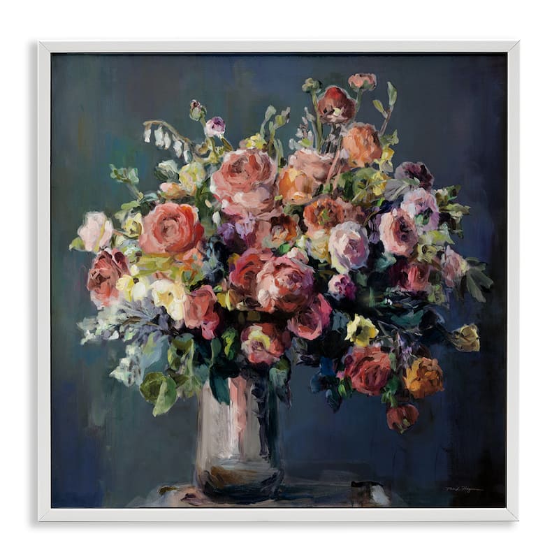 Stupell Abundant Dark Bouquet Framed Giclee Art Design By Marilyn Hageman - 12 x 12 - White