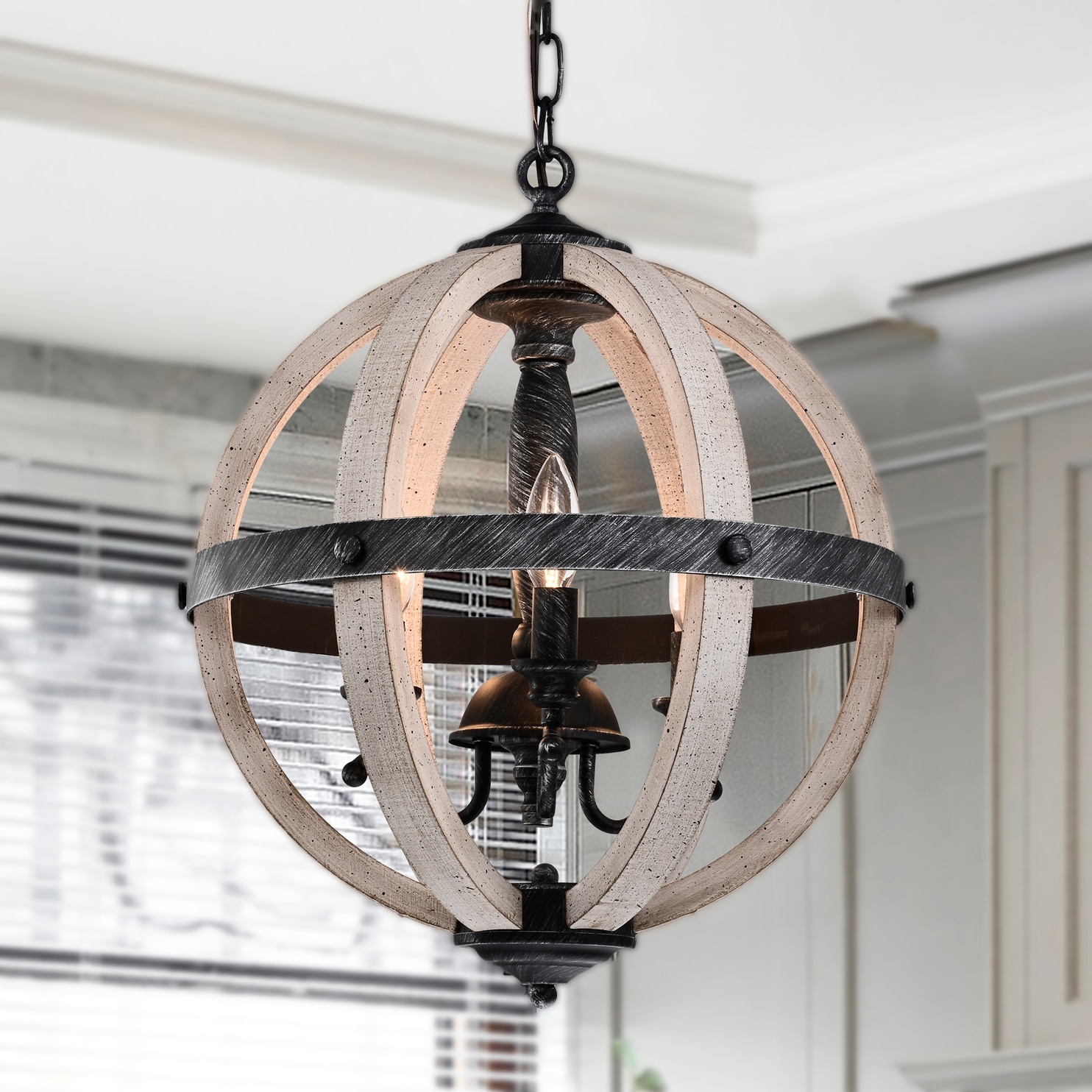 Warehouse of Tiffany Davi 16 Inch Antique Imitation Wood Farmhouse Pendant 3-Light