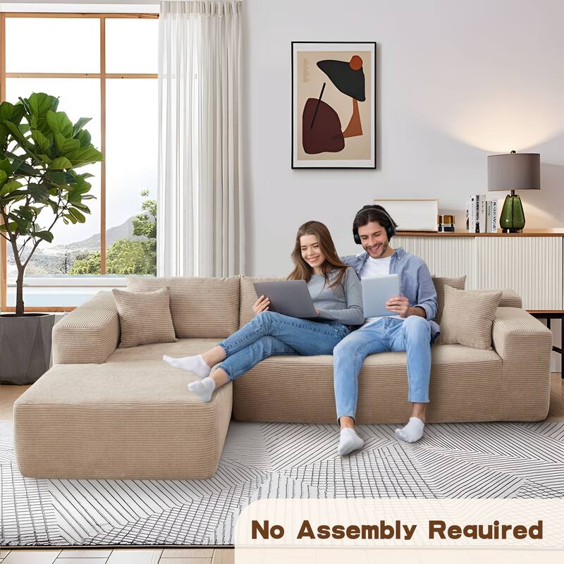 OVIOS Pit Stripes No Assembly Required Chaise Sofa