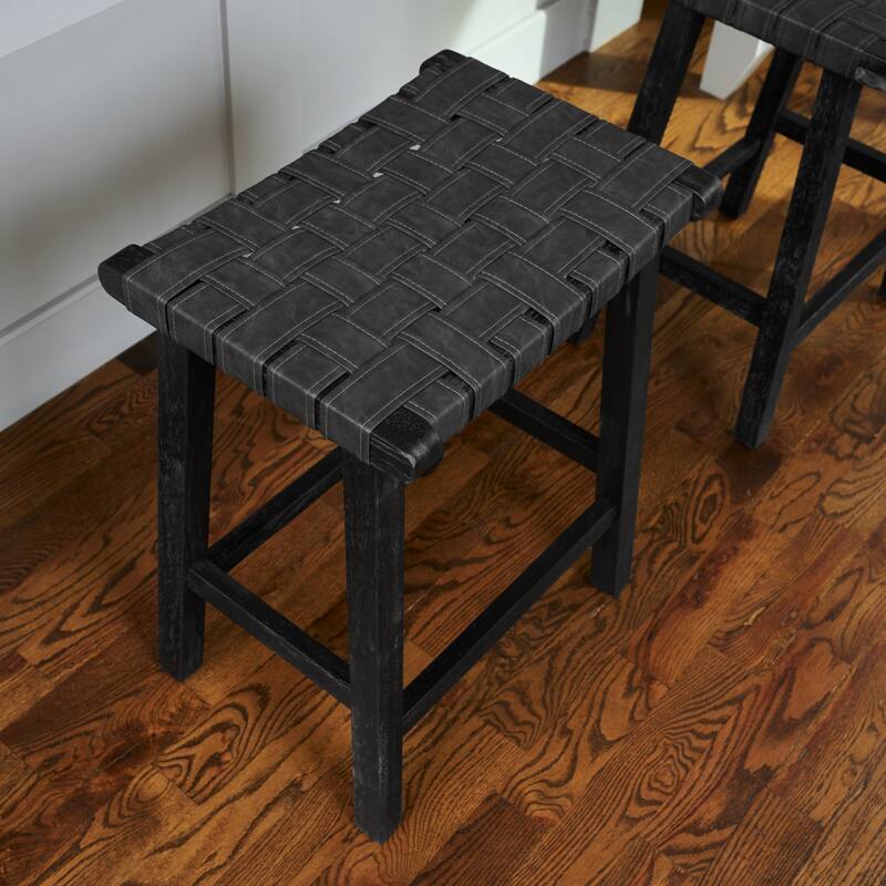 Maven Lane Noah Backless Kitchen Dining Stool with Vegan Leather