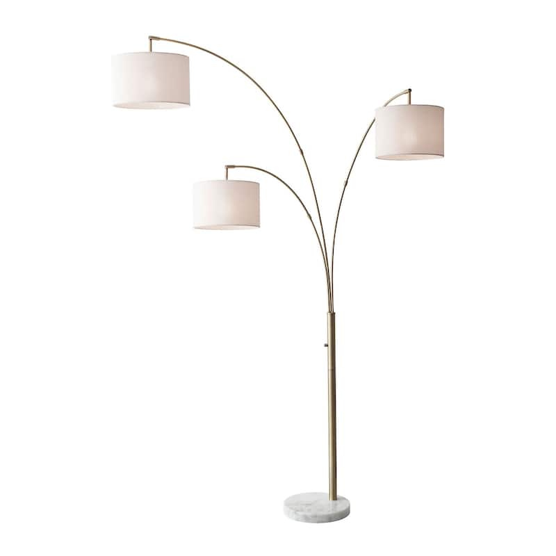 Adesso Bowery 3-Arm Arc Lamp - Antique Brass