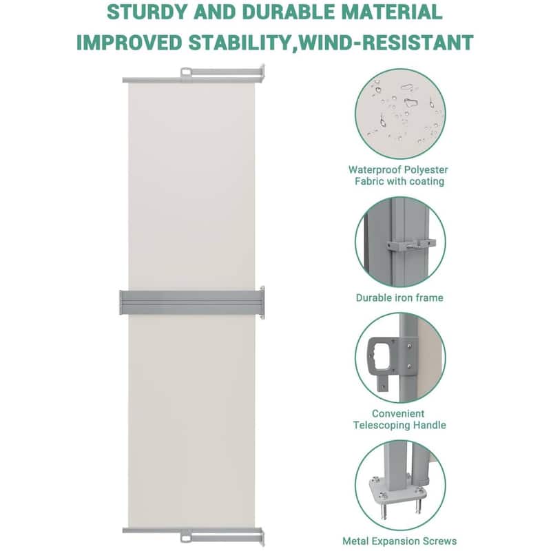71 in x236 in Retractable Side Awning, Privacy Screen Protection Awning for Patio, Balcony and Pools - N/A