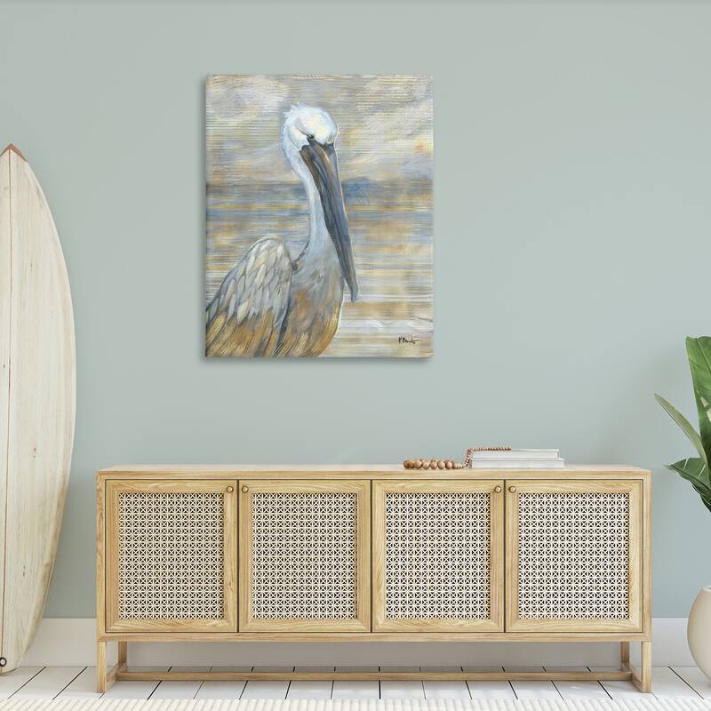 Stupell Coastal Pelican Bird Abstract Portrait Stretched Canvas Wall Art, Design by Paul Brent