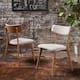 Chazz Mid Century Fabric Dining Chairs (Set of 2) by Christopher Knight Home - Light Beige + Natural Oak