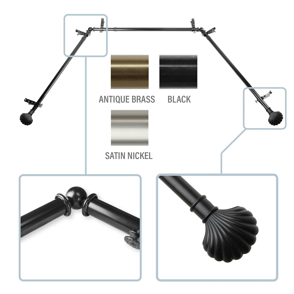 InStyleDesign Husk 13/16" Bay curtain rod 20"-36", 38"-72"