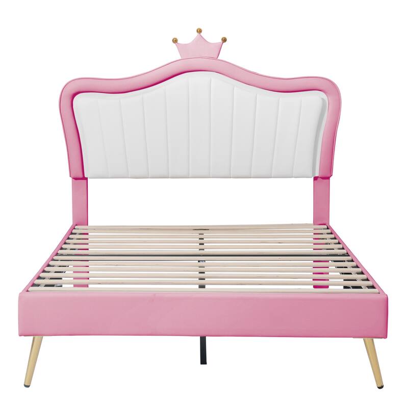 Modern Upholstered Princess Bed with Crown Headboard