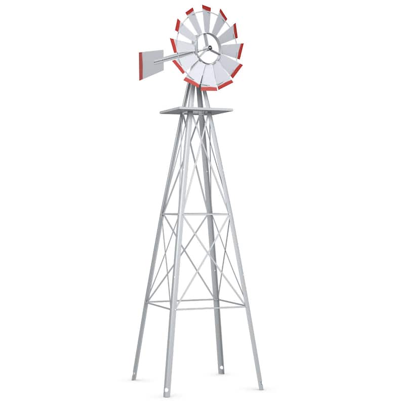 8FT Windmill Yard Garden Ornamental Windmill Weather Vane