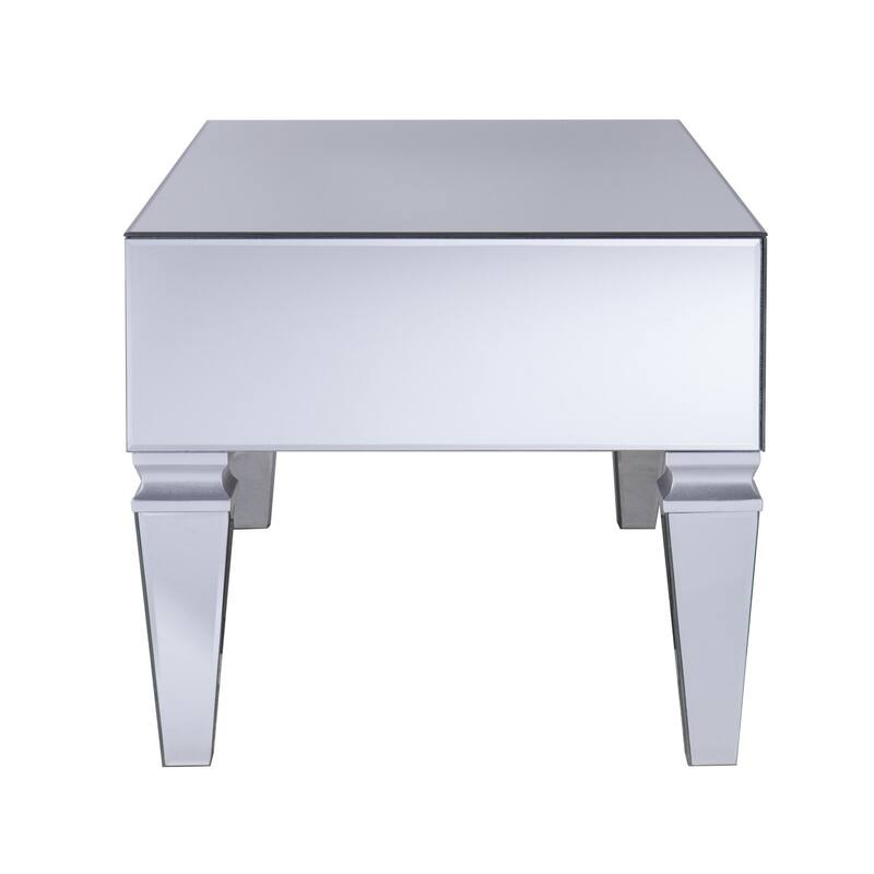 41" Silver Glam Mirrored Glass Rectangular Mirrored Coffee Table - 18" H x 41" W x 21" D