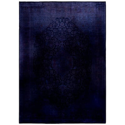 Overdyed One-of-a-Kind Hand-Knotted Area Rug - Purple - 10' 0" x 14' 0"