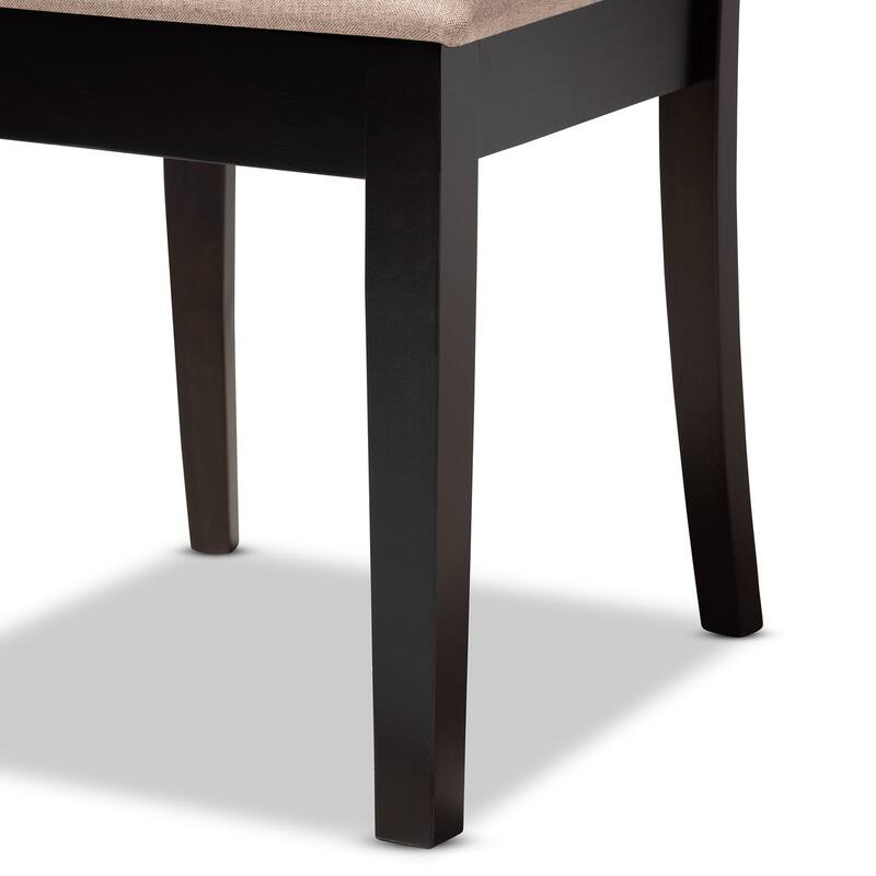 Modern 6-Piece Dining Set - Sand Fabric & Dark Brown Wood Table & Chairs