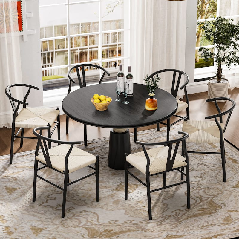 Set of 2 Handwoven Boho Dining Chairs