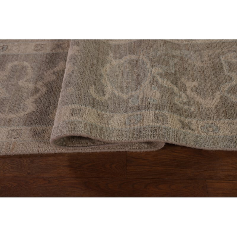 Vegetable Dye Oushak Oriental Area Rug Handmade Floral Wool Carpet - 8'9" x 11'7"