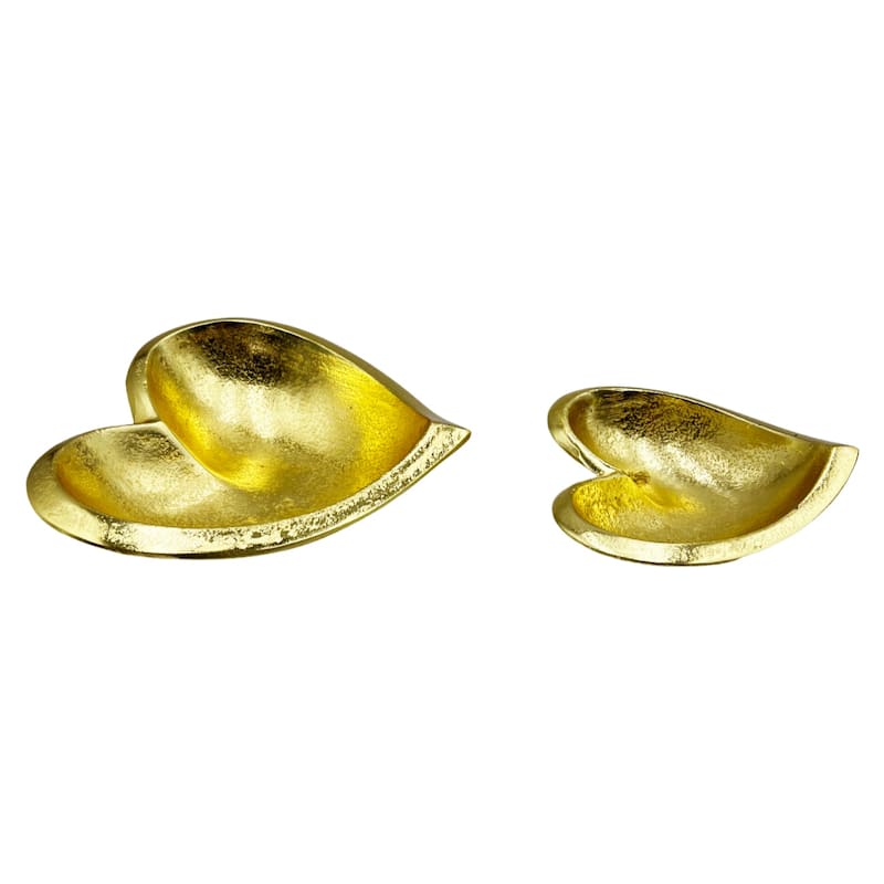Set of 2 Decorative Handmade Aluminum Heart Bowl - Large (8 x 8 x 2.5 in) & Small (6 x 6 x 2 in)