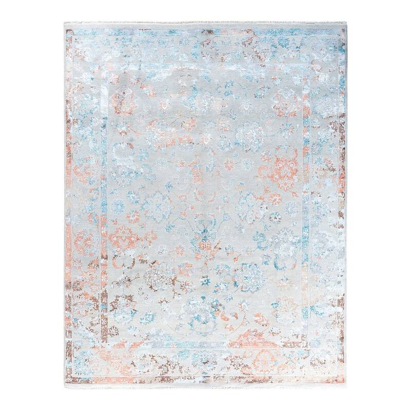 Ikat One-of-a-Kind Hand-Knotted Area Rug - Gray, 8' 1" x 10' 5" - 8' 1" x 10' 5"