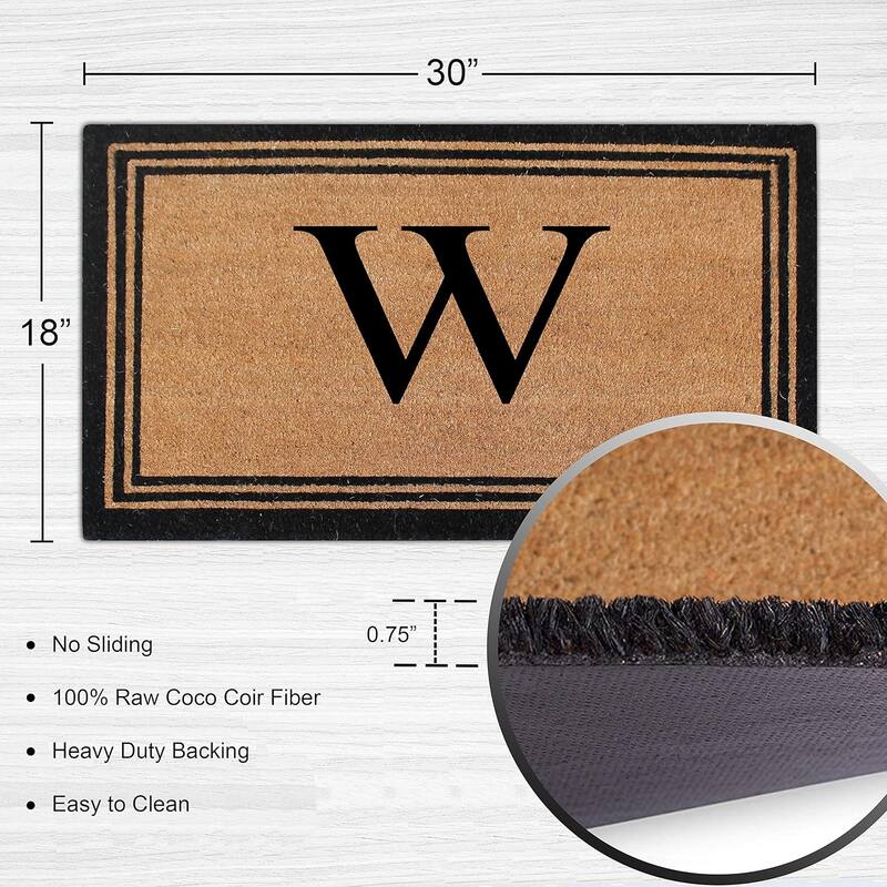A1HC Pure Natural Coir Monogrammed Heavy Duty PVC Backing Doormat