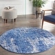 preview thumbnail 5 of 18, Nourison Whimsicle Modern Distressed Abstract Blue Ivory Area Rug 5' Round - Blue Ivory - Round