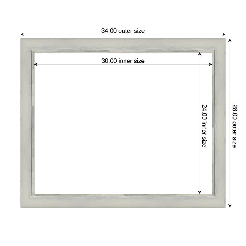 Amanti Art Flair Polished Nickel Framed Dry Erase Magnetic Board - 34 x 28 in - Flair Silver Patina