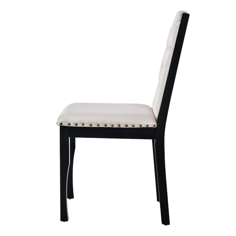 Roomfitters 6-Piece Kitchen Dining Table Set, 60 Inch Rectangular Table with 4 Tufted High-Back Chairs and Bench