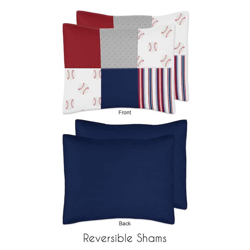 Sweet Jojo Designs Red, White and Blue Baseball Patch Sports Collection Boy 3-piece Full / Queen-size Comforter Set