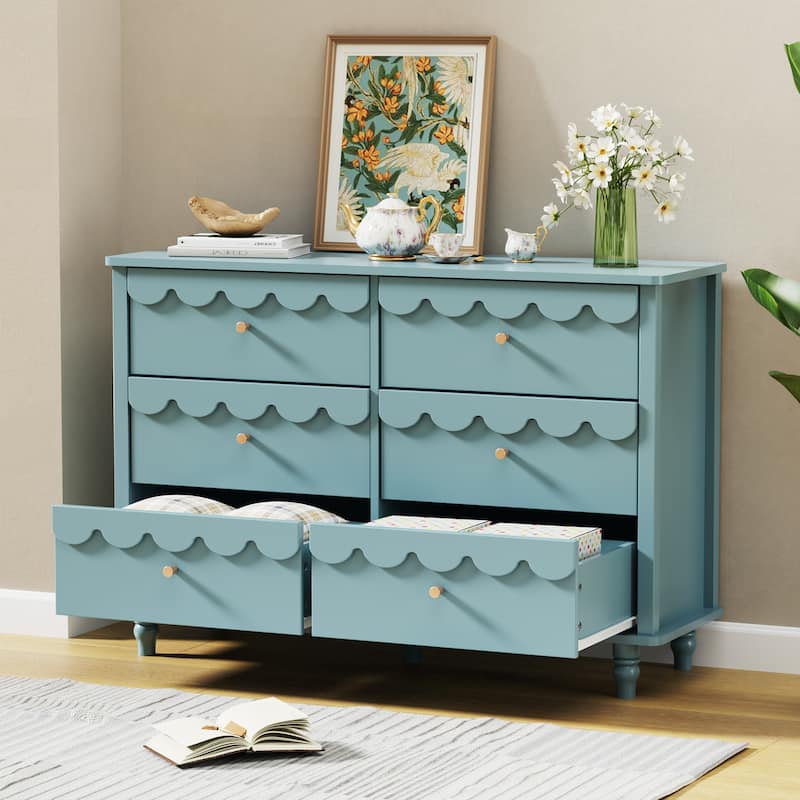 Whimsical Cloud Dresser with 6 Drawers Cute Kids Bedroom Storage