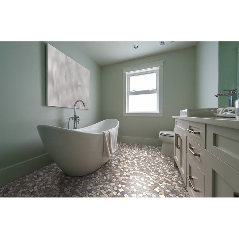 Fit Mosaic 11 in. x 11 in. Marble Mesh-Mounted Mosaic Wall and Floor Tile