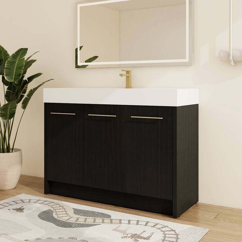 Malwee 24"/30"/36"/48" Bathroom Vanity with Sink, FreeStanding Vanity with Soft Close Doors and adjustable shelf - 47.3"×18.1"×35.1"