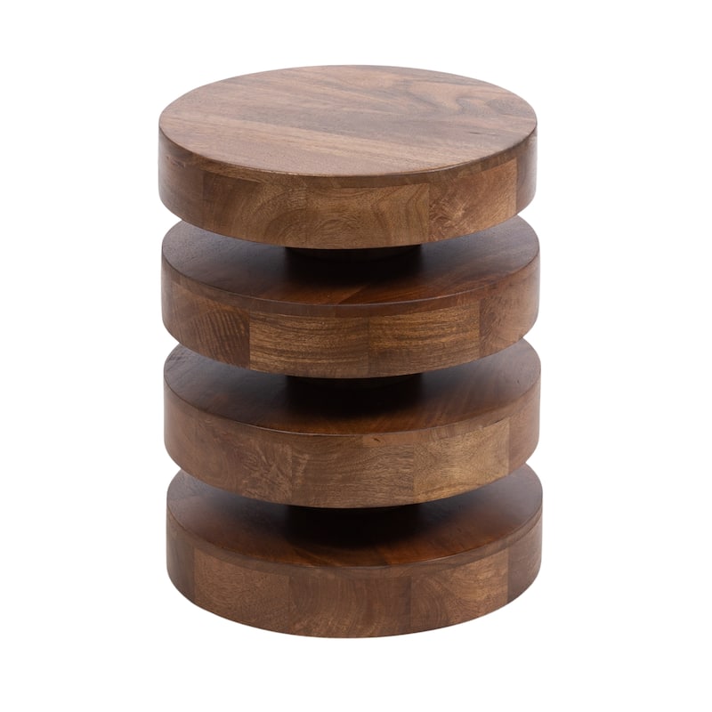 Kate and Laurel Omar Round Side Table - 14x14x18 - Walnut Brown