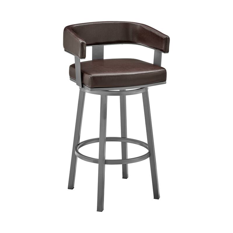 Lorin Upholstered Swivel Counter/Bar Stool in Faux Leather with Arms