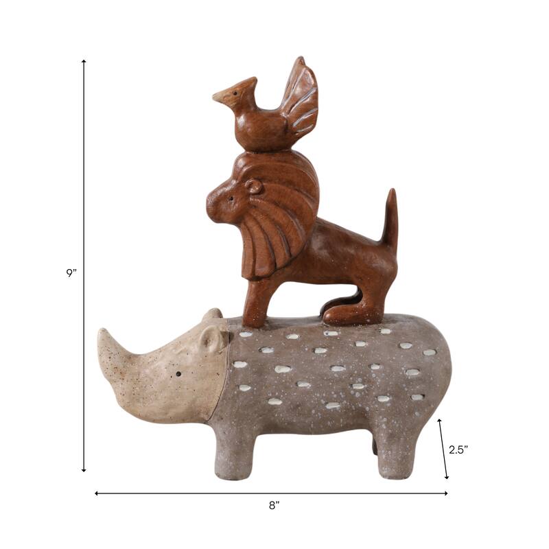 Decorative Stacked Animal Figurines - 8" Multi