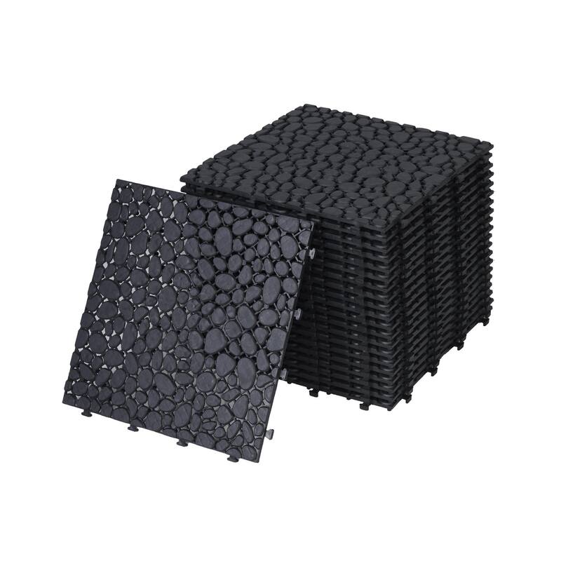 12 x 12 Inch Interlocking Deck Tiles Plastic Waterproof Outdoor All Weather Anti-slip, Weight Capacity Upto 440 LBS, Pack of 60