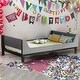 preview thumbnail 1 of 16, Twin Size Kids Bed with Built-in Bed-end Book Storage Rack, Grey Grey