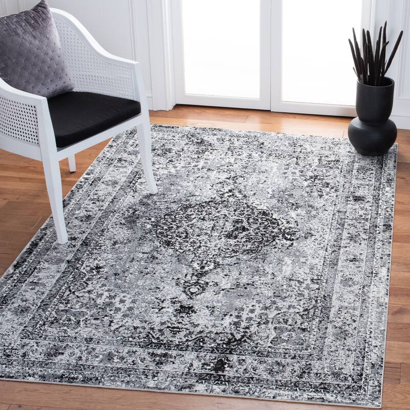 SAFAVIEH Lilypond Karin Traditional Vintage Rug - 9' x 12' - Grey/Dark Grey