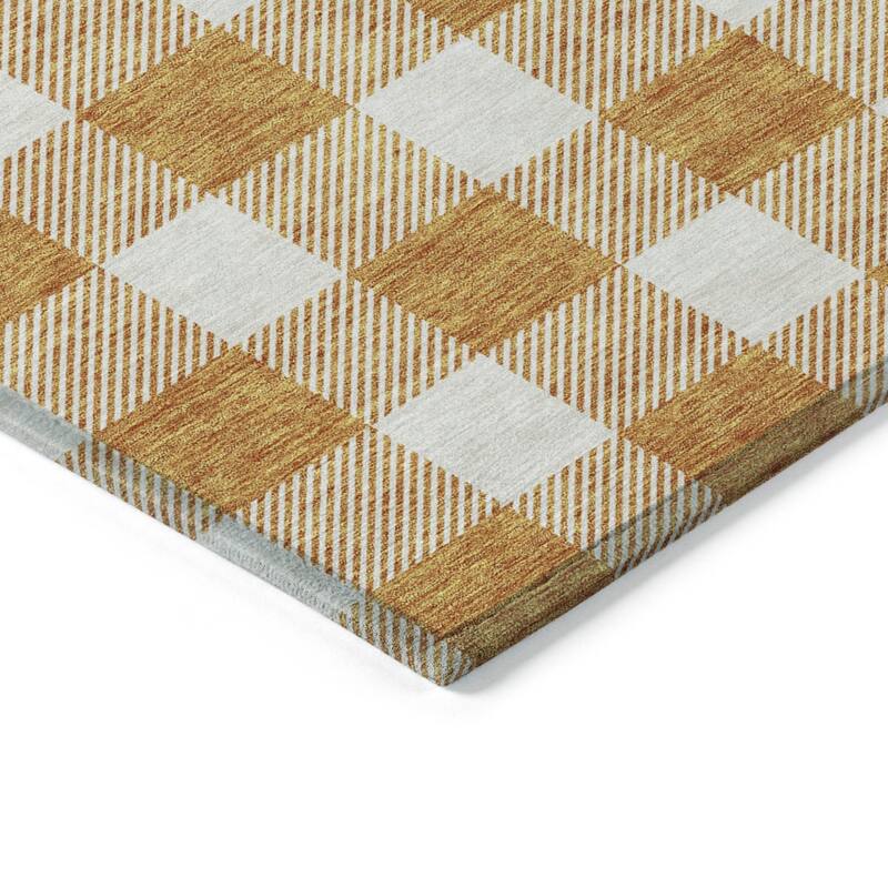 HomeRoots Plaid Transitional Rectangle Outdoor Rug