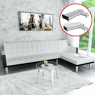 Shop Vidaxl L Shaped Sofa Bed Artificial Leather White And Black