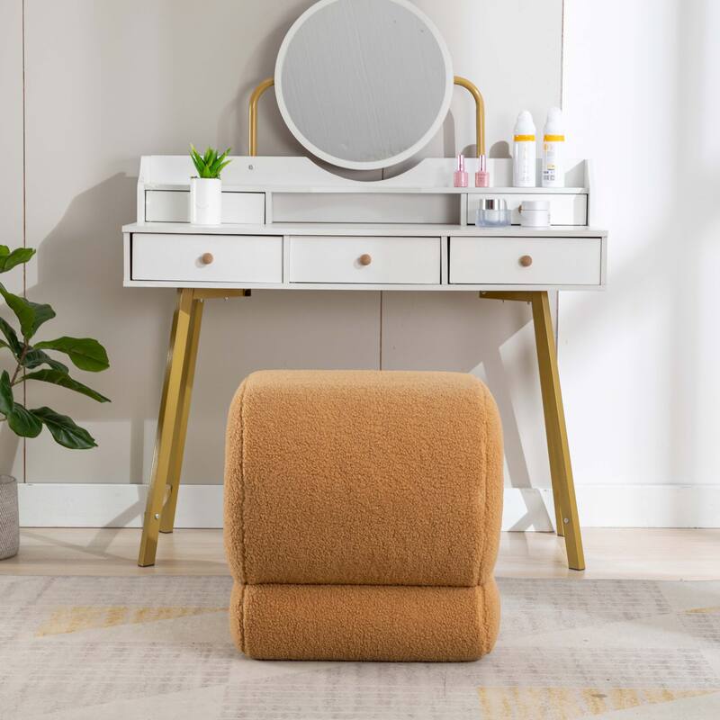 S-shape Ottoman Makeup Stool Footstool （Teddy/Velvet）