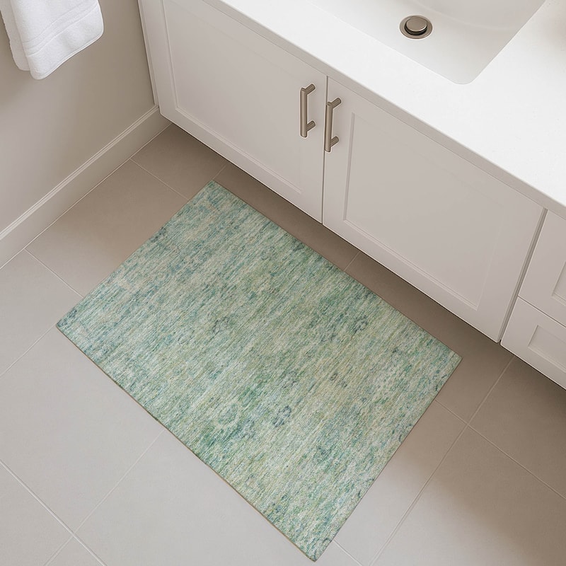 Premium Washable Super Soft Vintage Traditional Mayfield Rug - Teal - 1'8" x 2'6"