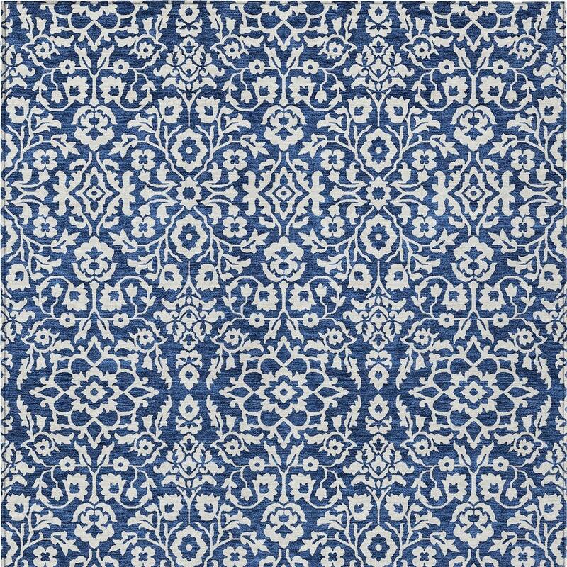 HomeRoots Damask Traditional Rectangle Outdoor Rug