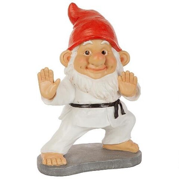 11.5" Karate Gnome Hand Painted Outdoor Garden Statue - N/A